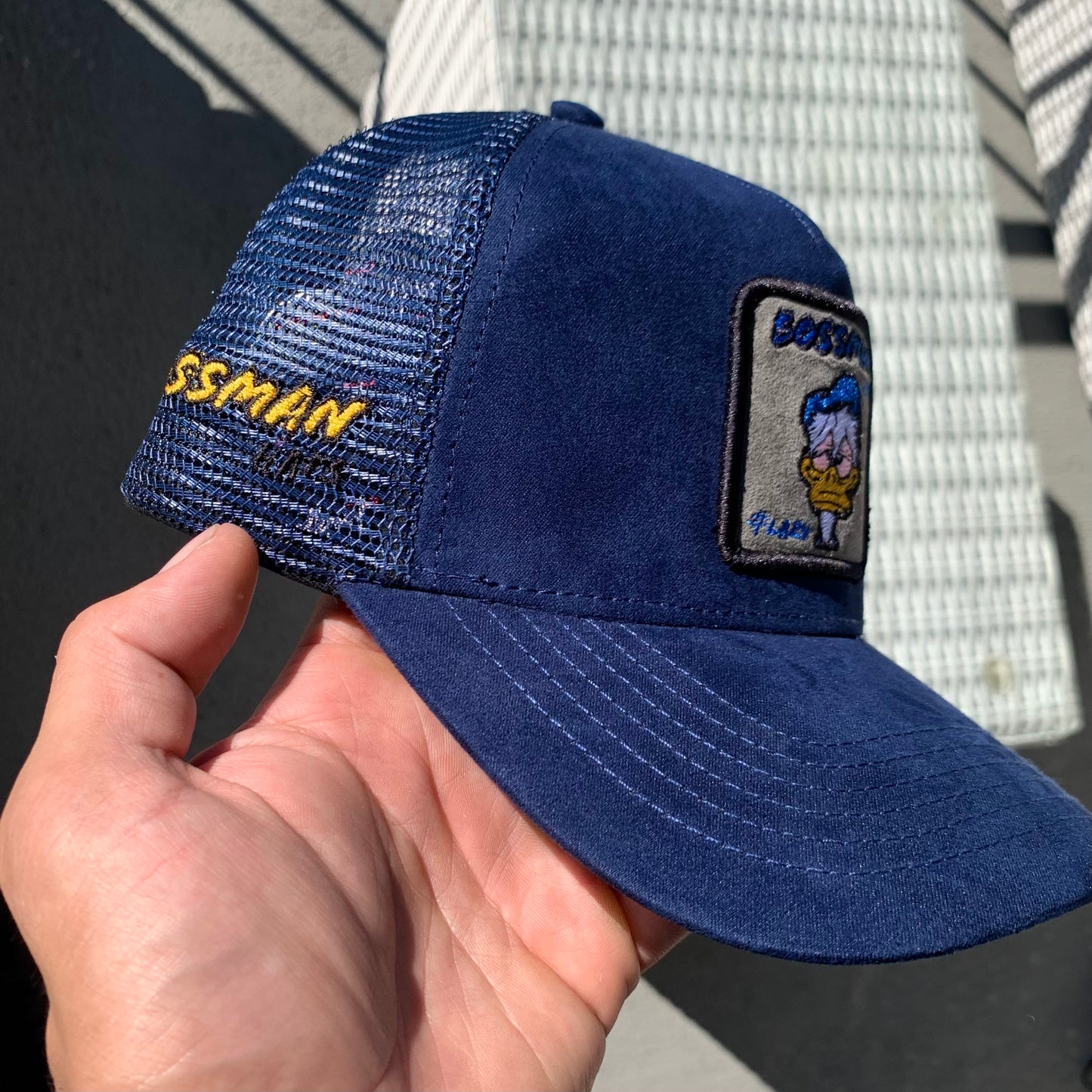 #Lazy - Navy Suede Trucker Hat