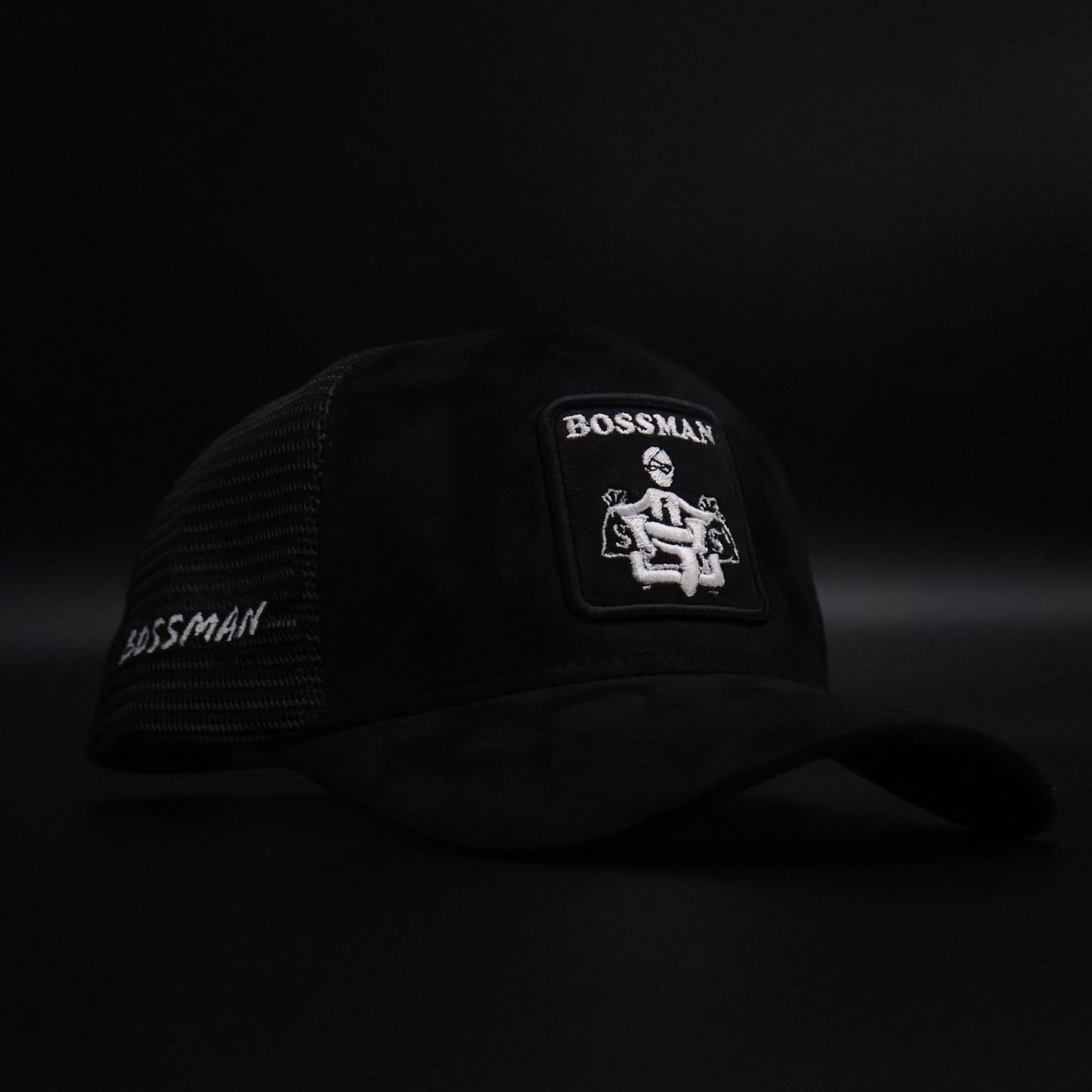 Bossman-Black/Suede Trucker Hat