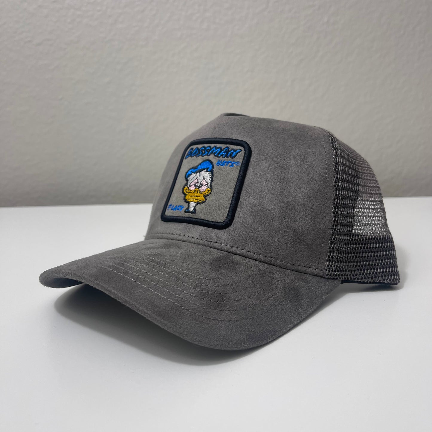 #Lazy - Gray Suede Trucker Hat