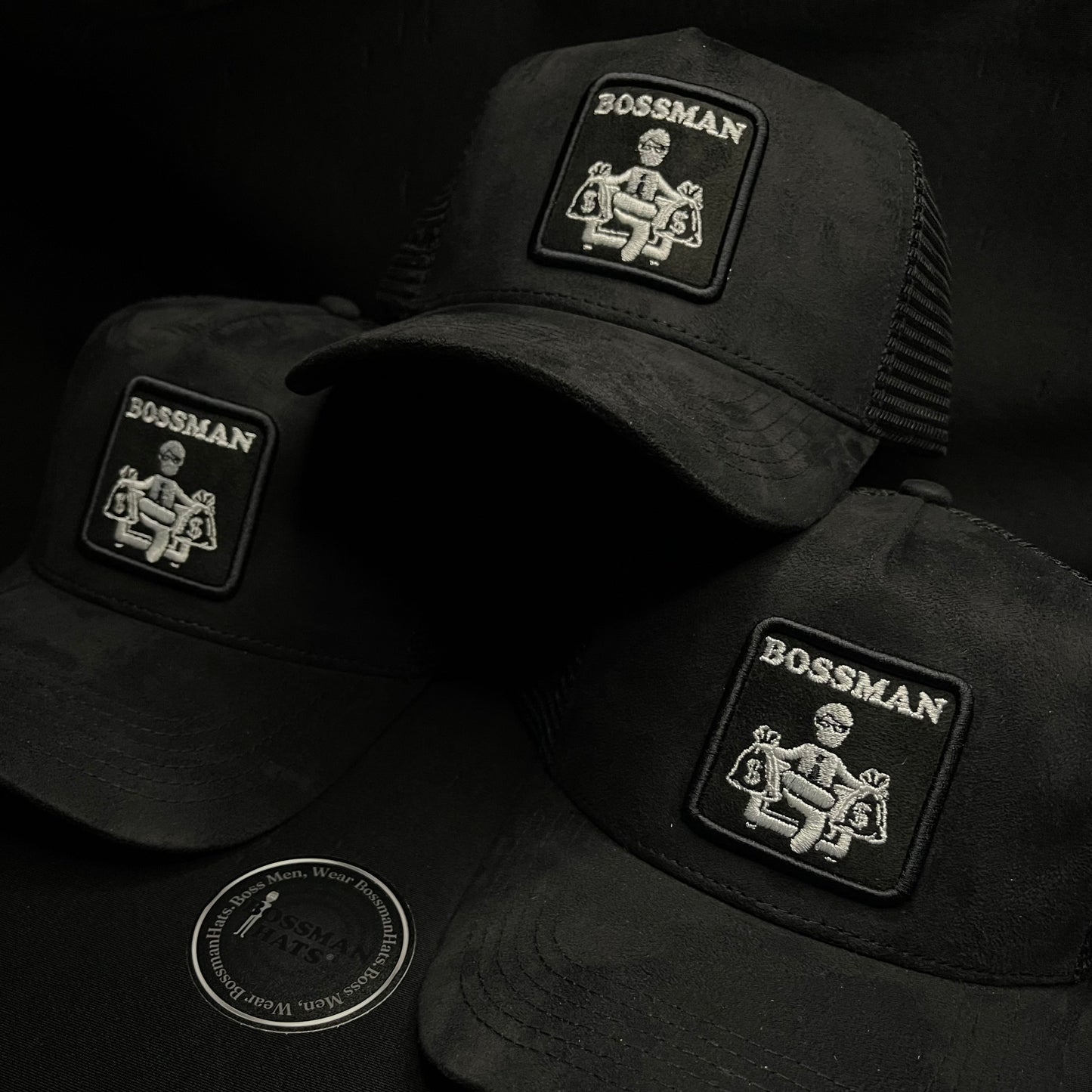 Bossman-Black/Suede Trucker Hat